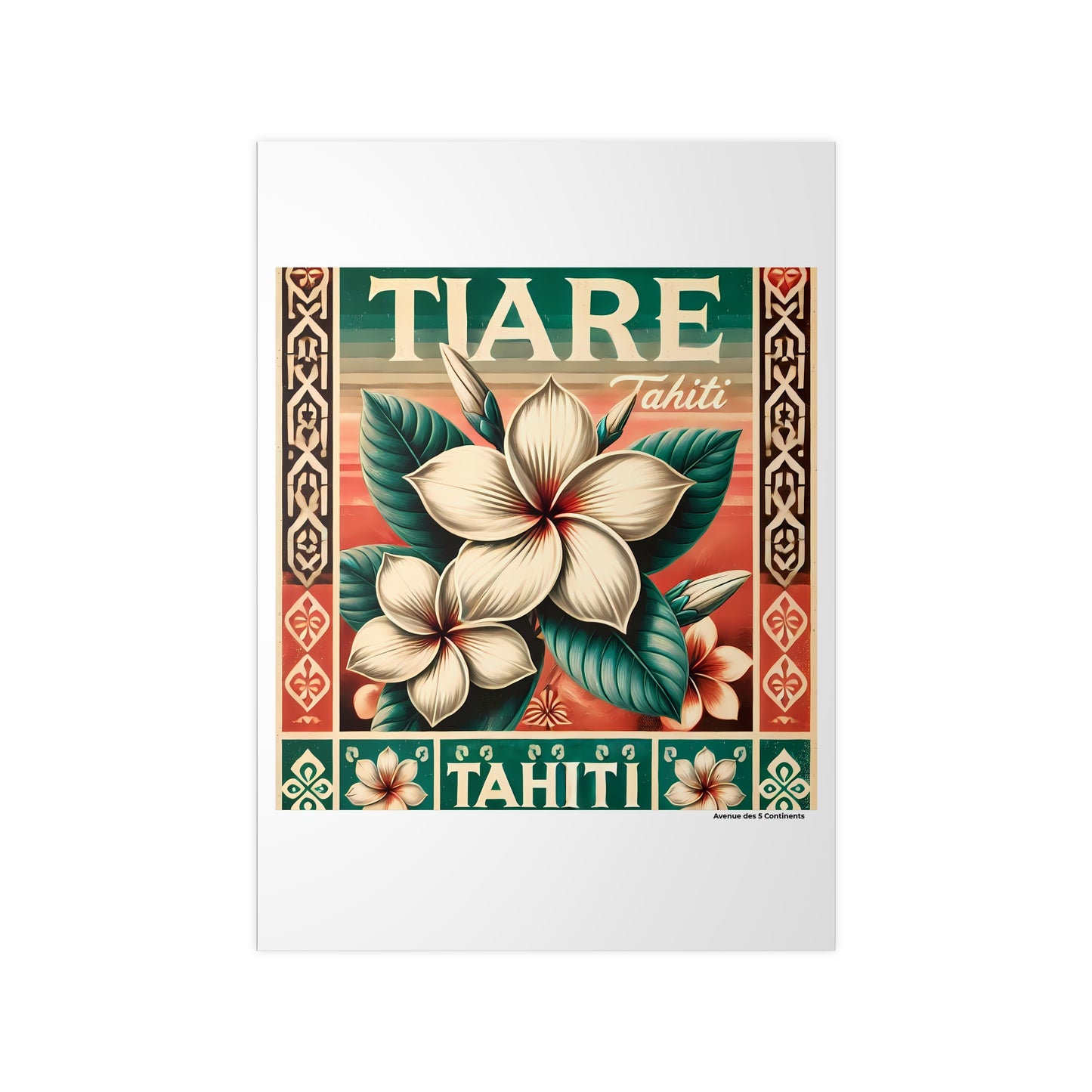 Affiche Artistique Fleurs de Tiaré de Tahiti, Collection Océanie, Poster d'Art Mural et Décoration Originale