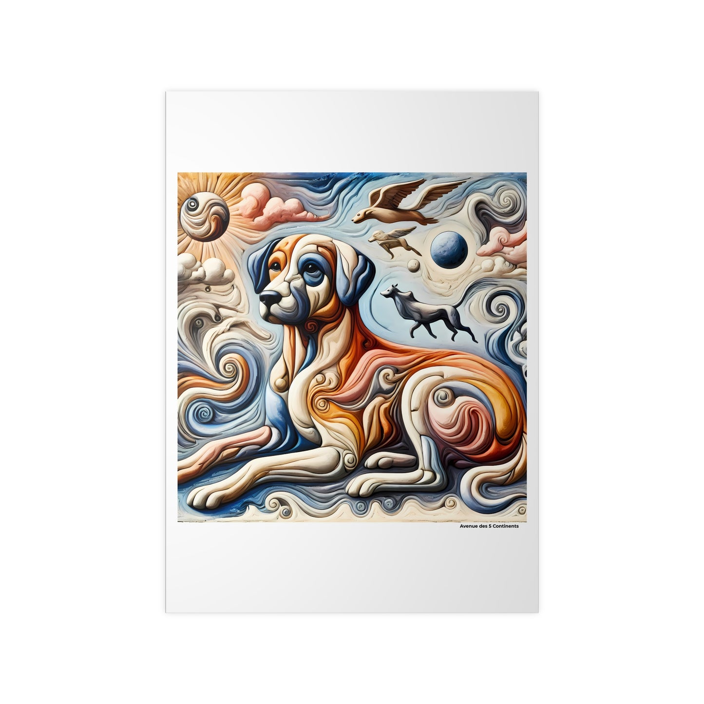 Affiche Artistique Chien Surréaliste Européen, Collection Europe, Poster d'Art Mural et Décoration Originale