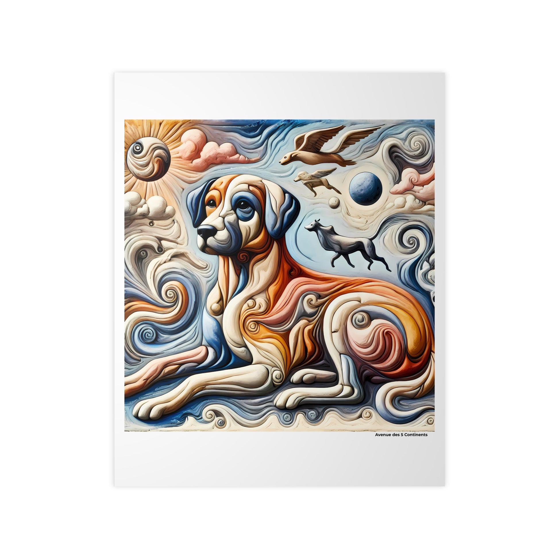 Affiche Artistique Chien Surréaliste Européen, Collection Europe, Poster d'Art Mural et Décoration Originale