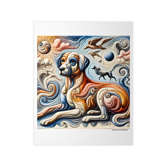 Affiche Artistique Chien Surréaliste Européen, Collection Europe, Poster d'Art Mural et Décoration Originale