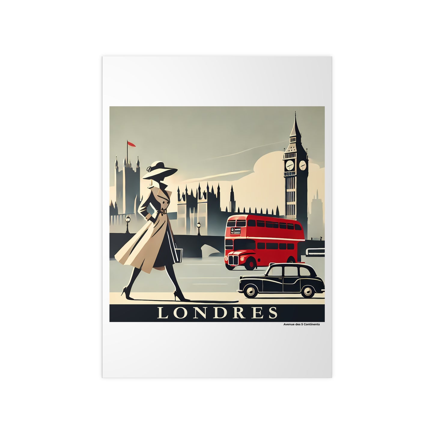 Affiche Artistique Londres Rétro Vintage, Angleterre, Collection Europe, Poster d'Art Mural et Décoration Originale