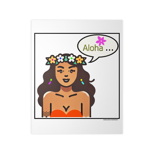 Affiche Artistique Femme Tahitienne : Aloha, Collection Océanie, Poster d'Art Mural et Décoration Originale