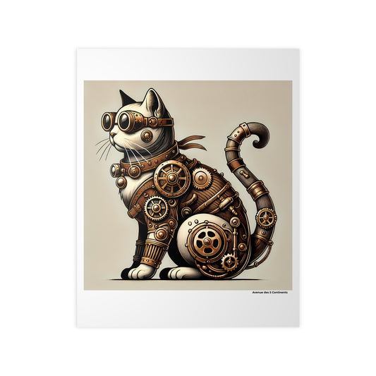 Affiche Artistique Chat Steampunk Européen, Collection Europe, Poster d'Art Mural et Décoration Originale