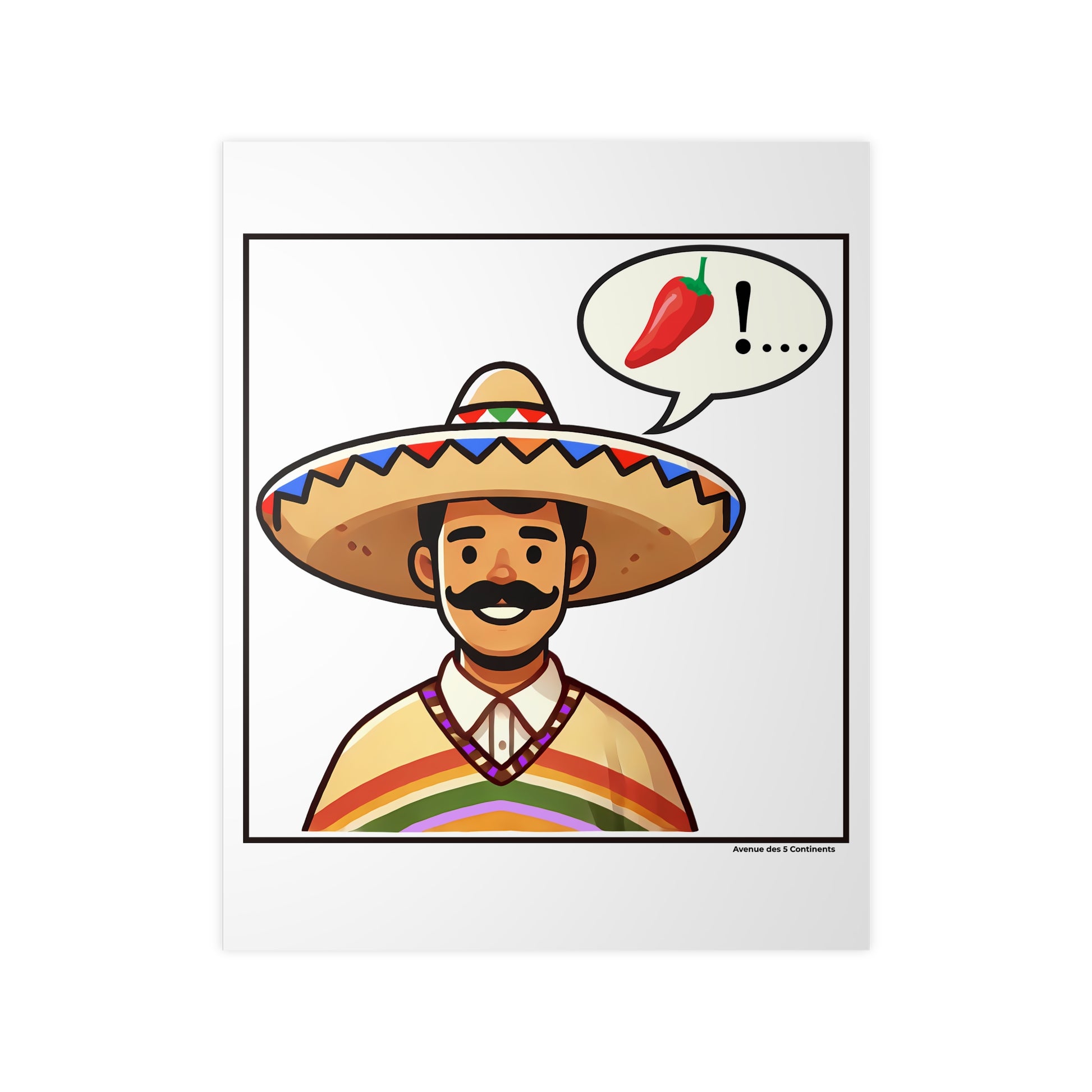 Affiche Artistique Homme Mexicain au Sombrero, Collection Amérique, Poster d'Art Mural et Décoration Originale