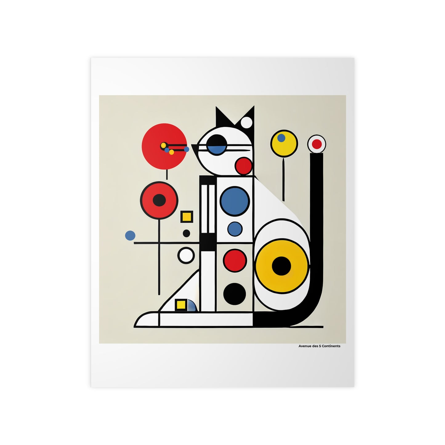 Affiche Artistique Chat Bauhaus Européen, Collection Europe, Poster d'Art Mural et Décoration Originale