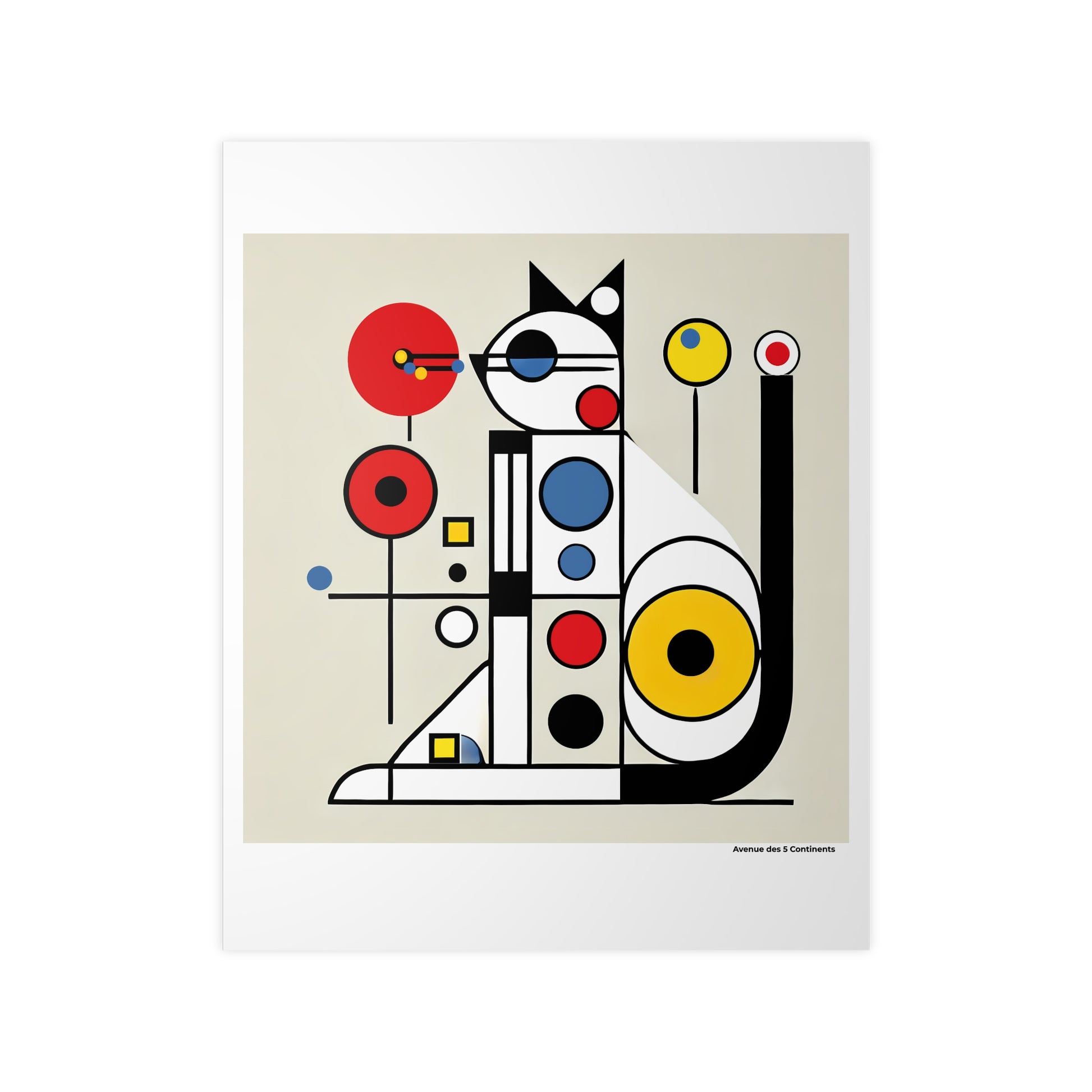 Affiche Artistique Chat Bauhaus Européen, Collection Europe, Poster d'Art Mural et Décoration Originale