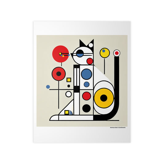Affiche Artistique Chat Bauhaus Européen, Collection Europe, Poster d'Art Mural et Décoration Originale