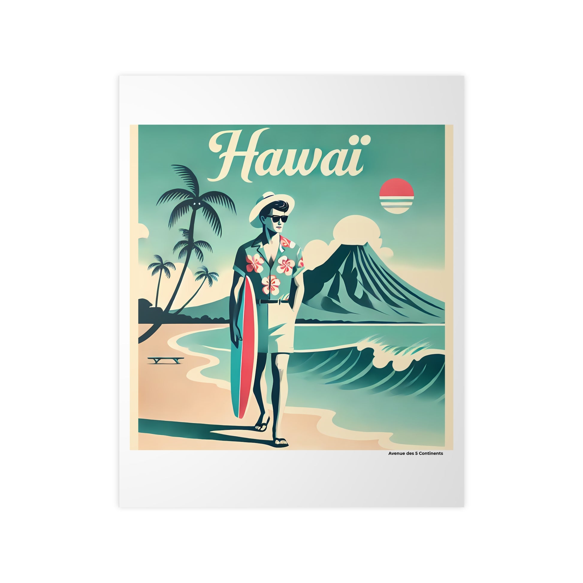 Affiche Artistique Hawaï Rétro Vintage, Polynésie, Collection Océanie, Poster d'Art Mural et Décoration Originale