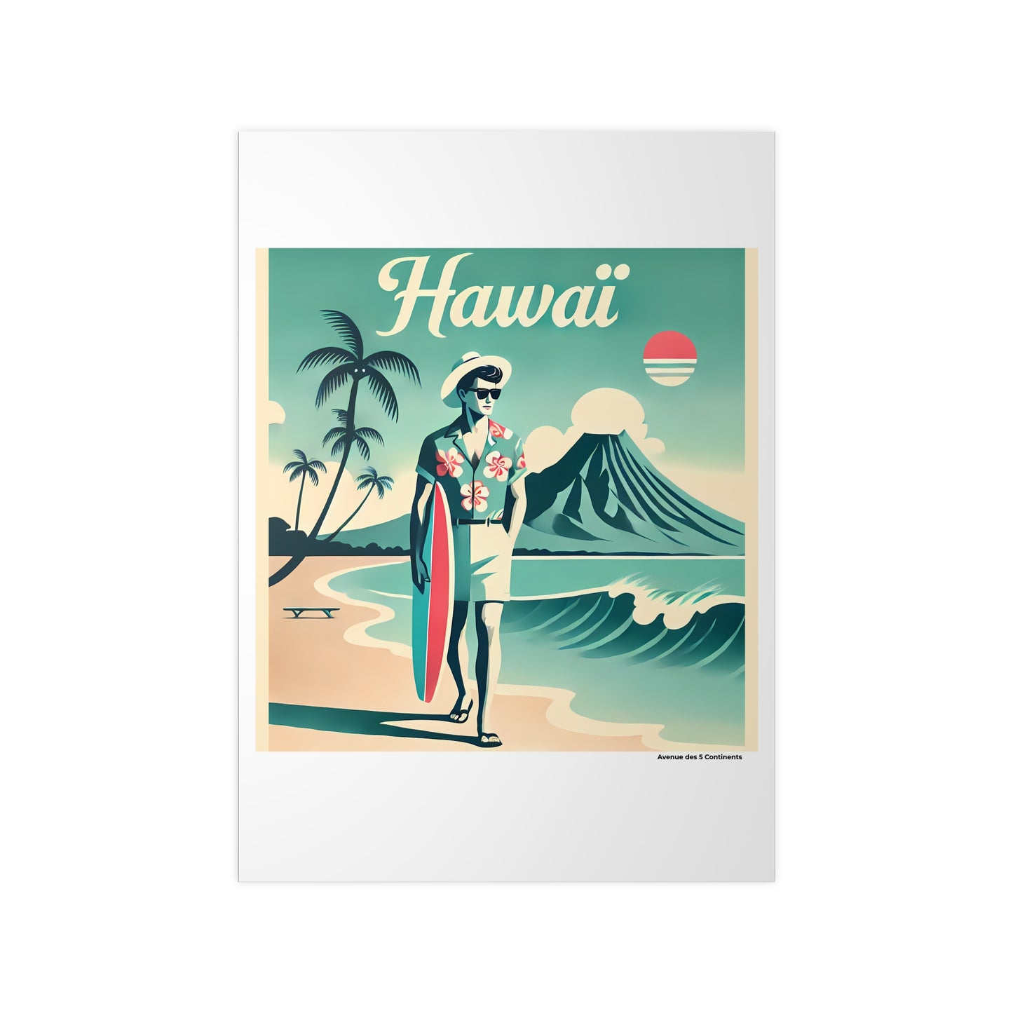 Affiche Artistique Hawaï Rétro Vintage, Polynésie, Collection Océanie, Poster d'Art Mural et Décoration Originale