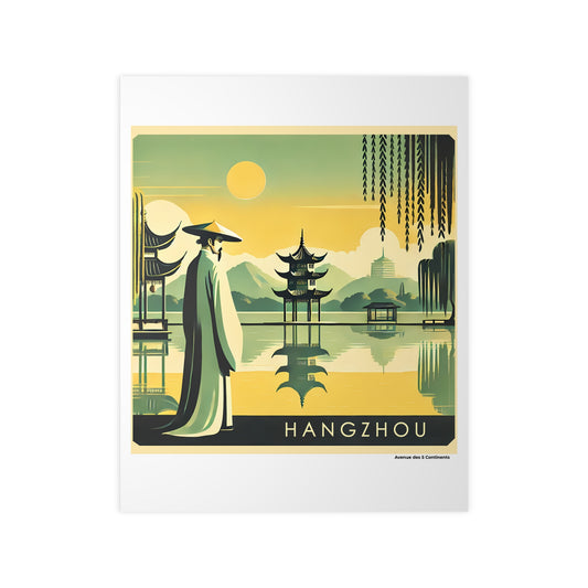 Affiche Artistique Hangzhou Rétro Vintage, Chine, Collection Asie, Poster d'Art Mural et Décoration Originale