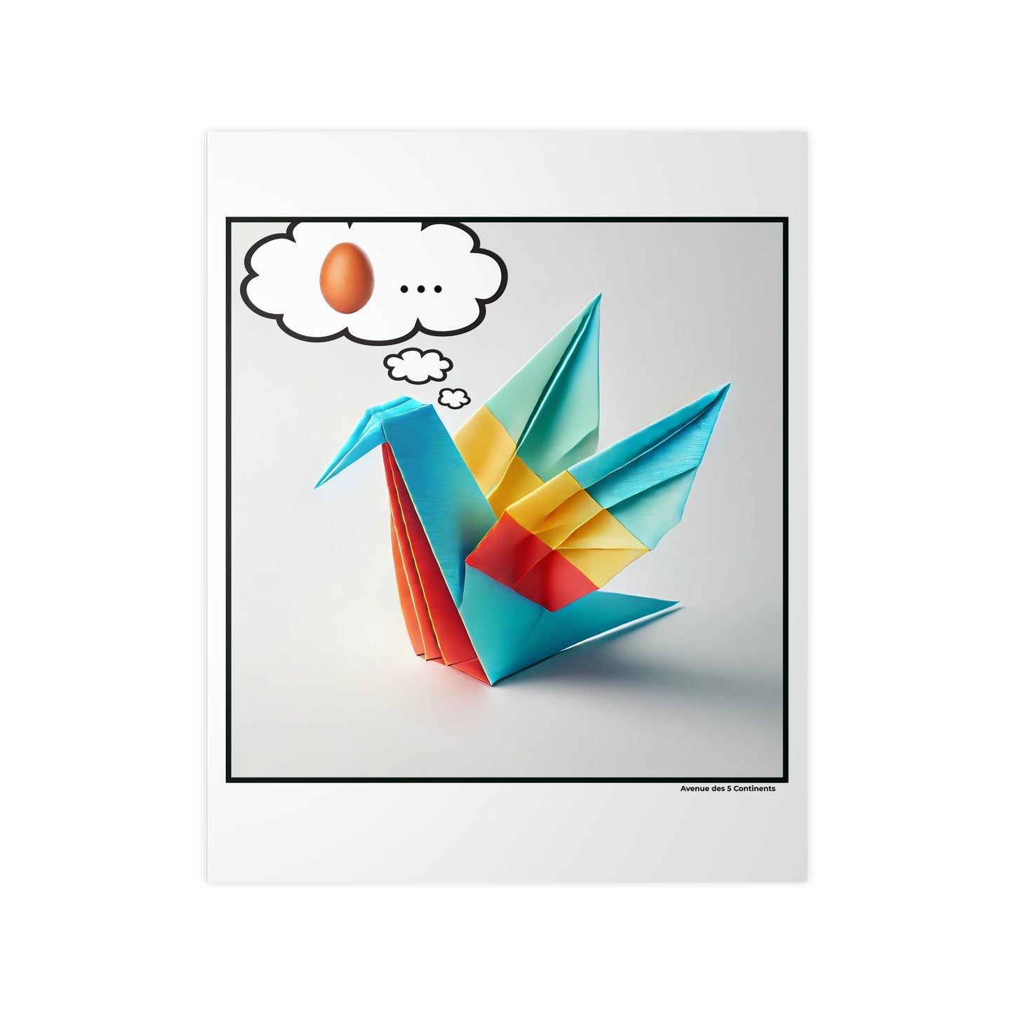 Affiche Artistique Origami Oiseau, Pliage en Papier Japonais, Collection Asie, Poster d'Art Mural et Décoration Originale