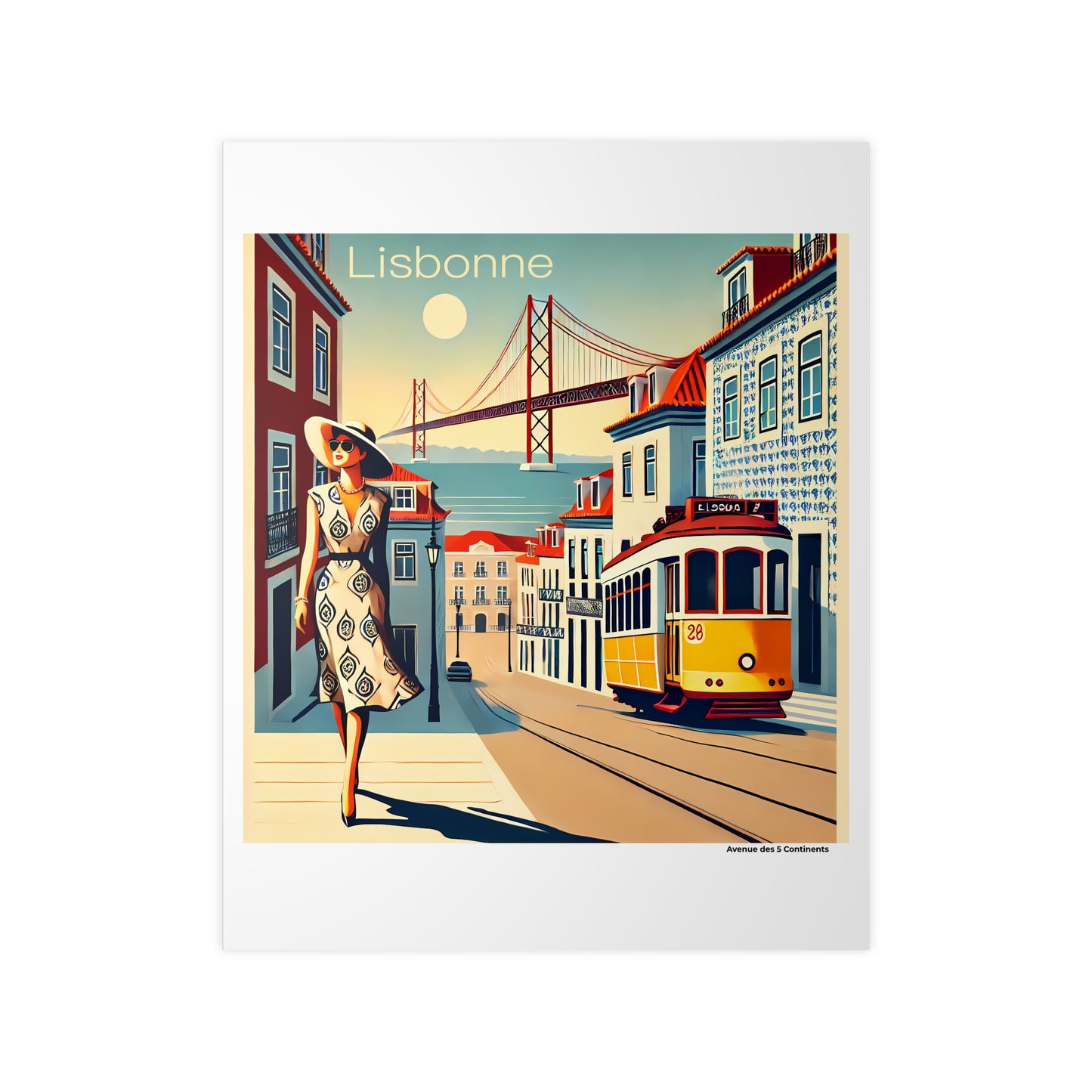 Affiche Artistique Lisbonne Rétro Vintage, Portugal, Collection Europe, Poster d'Art Mural et Décoration Originale