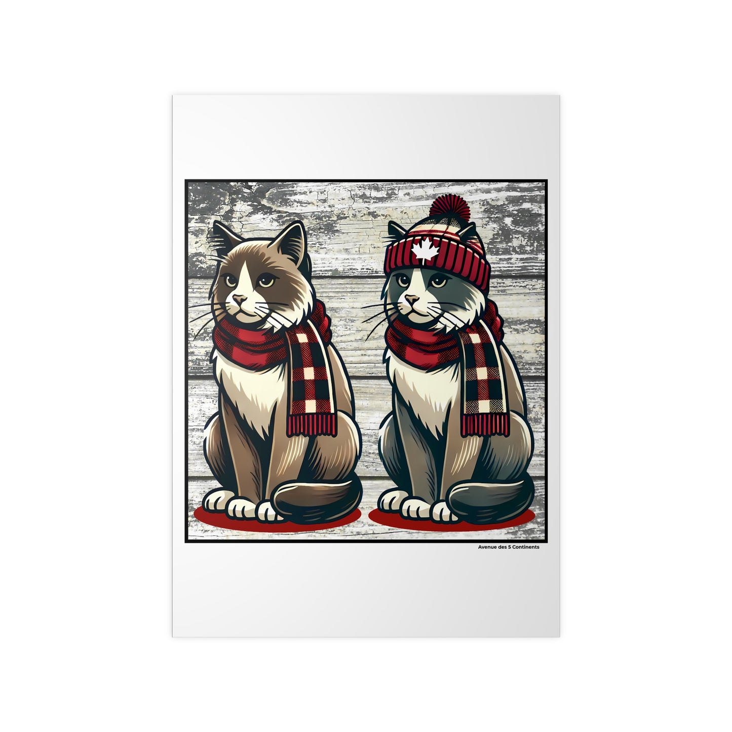 Affiche Artistique Couple de Chats Canadiens, Collection Amérique, Poster d'Art Mural et Décoration Originale