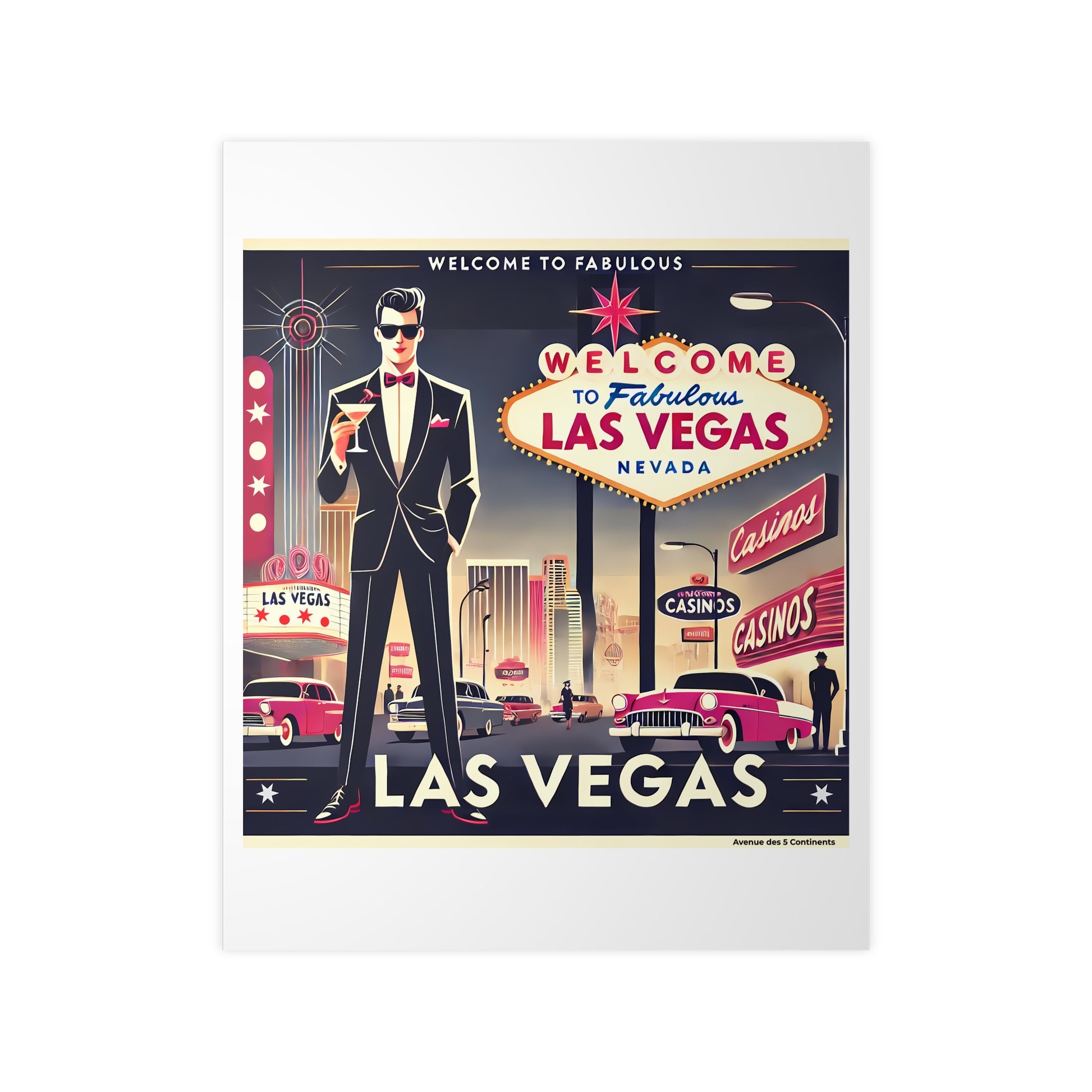 Affiche Artistique Las Vegas Rétro Vintage, Nevada États-Unis, Collection Amérique, Poster d'Art Mural et Décoration Originale