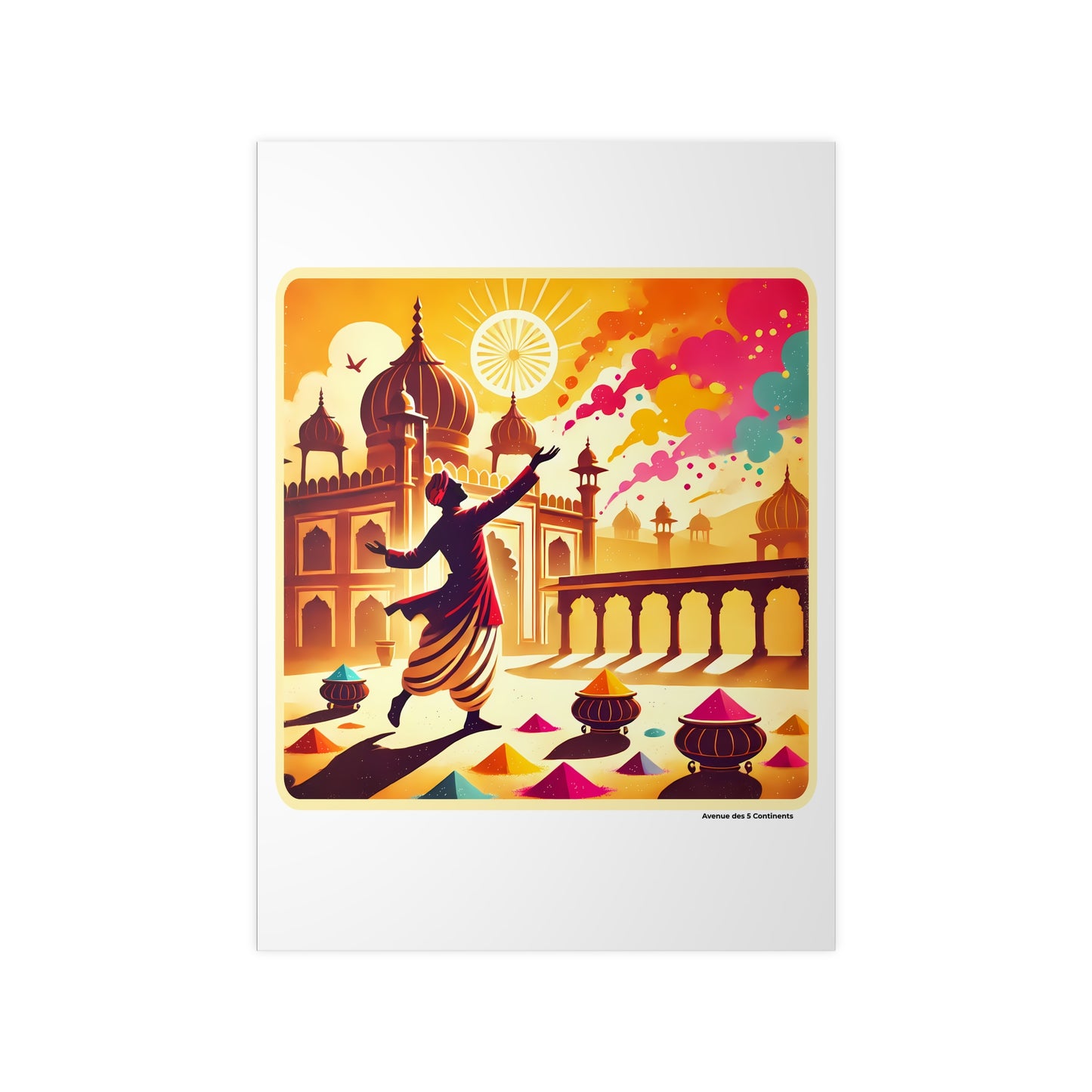 Affiche Artistique Fête Holi en Inde, Collection Asie, Poster d'Art Mural et Décoration Originale