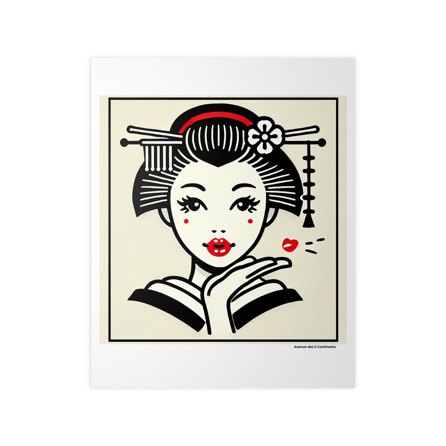 Affiche Artistique Le Baiser de la Geisha, Collection Asie, Poster d'Art Mural et Décoration Originale