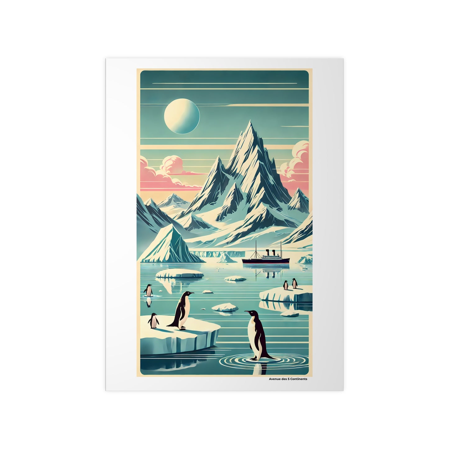 Affiche Artistique Manchots Gardiens des Glaces de l'Antarctique, Collection Antarctique, Poster D'Art Mural et Décoration Originale