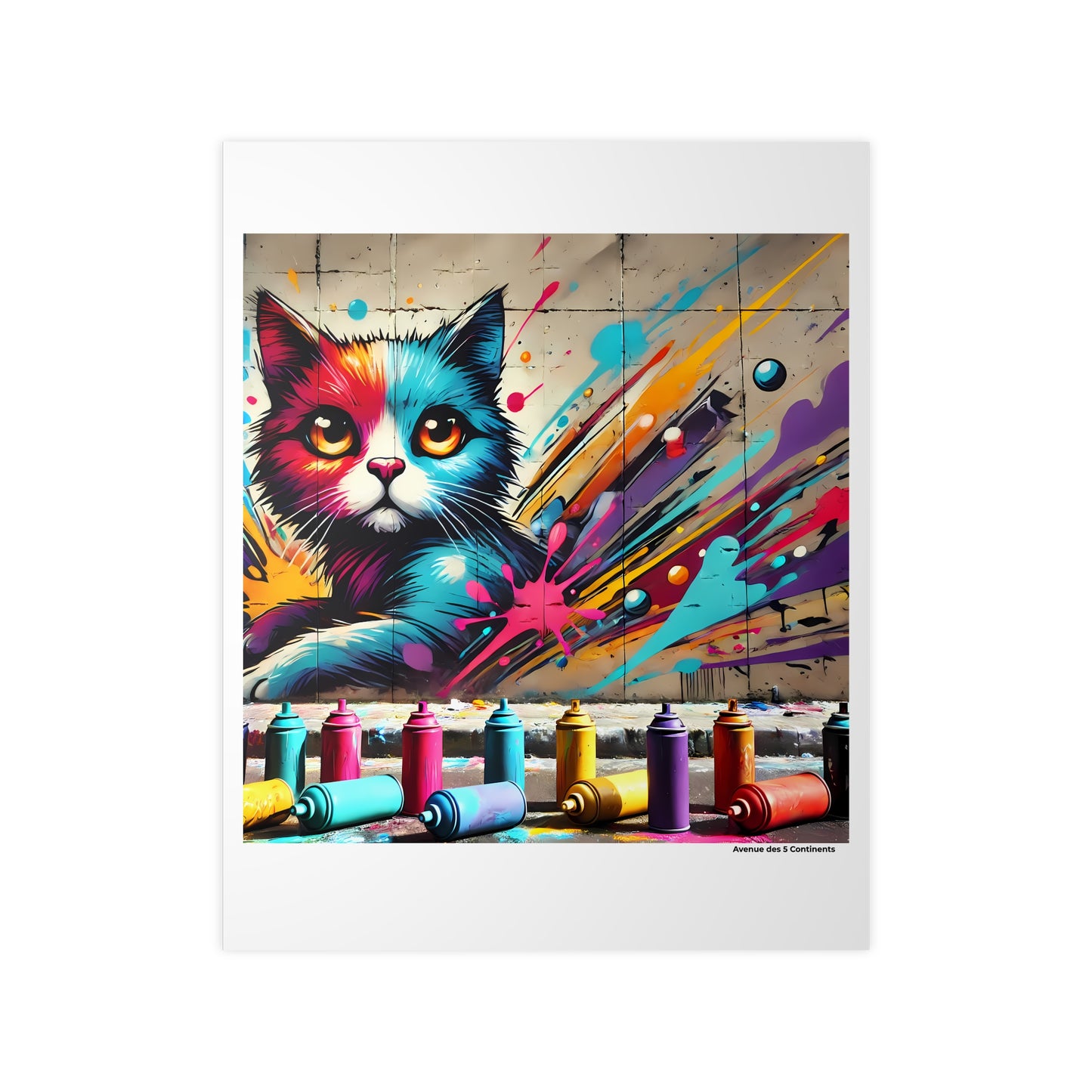 Affiche Artistique Chat Graffiti Street Art version 3, Collection Amérique, Poster d'Art Mural et Décoration Originale