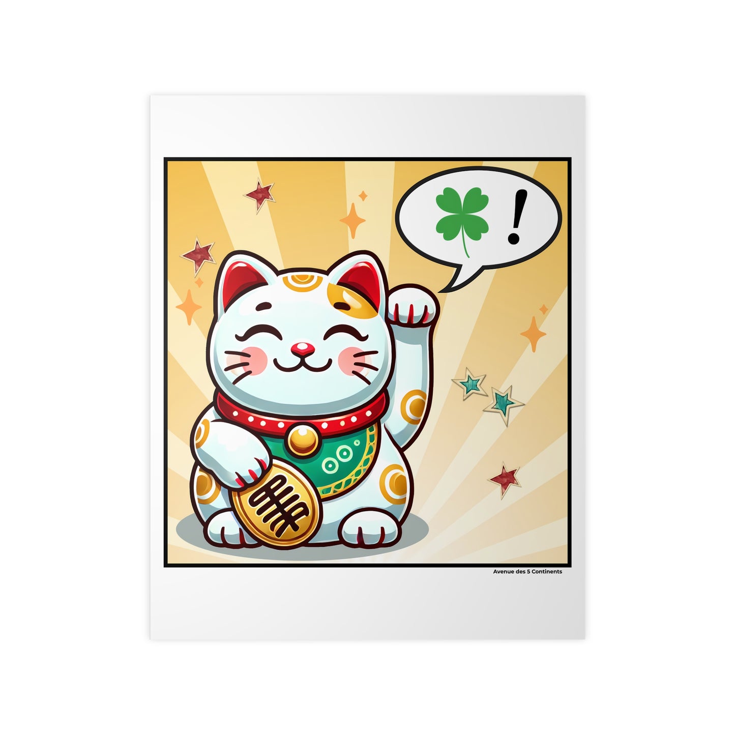 Affiche Artistique Maneki-Neko, Chat Porte-Bonheur Japonais, Collection Asie, Poster d'Art Mural et Décoration Originale