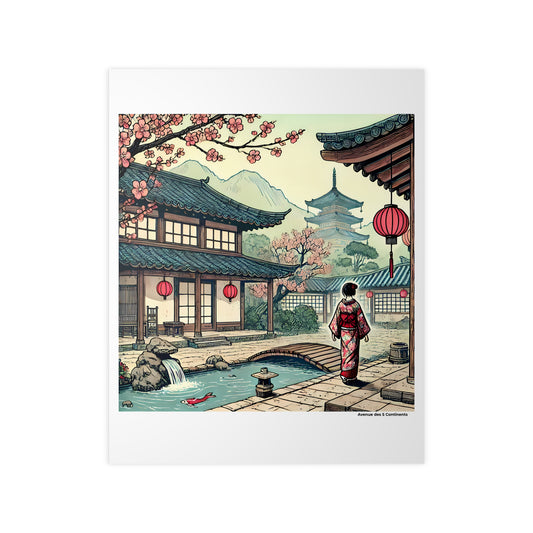 Affiche Artistique Méditation dans un Jardin Zen Asiatique, Collection Asie, Poster d'Art Mural et Décoration Originale