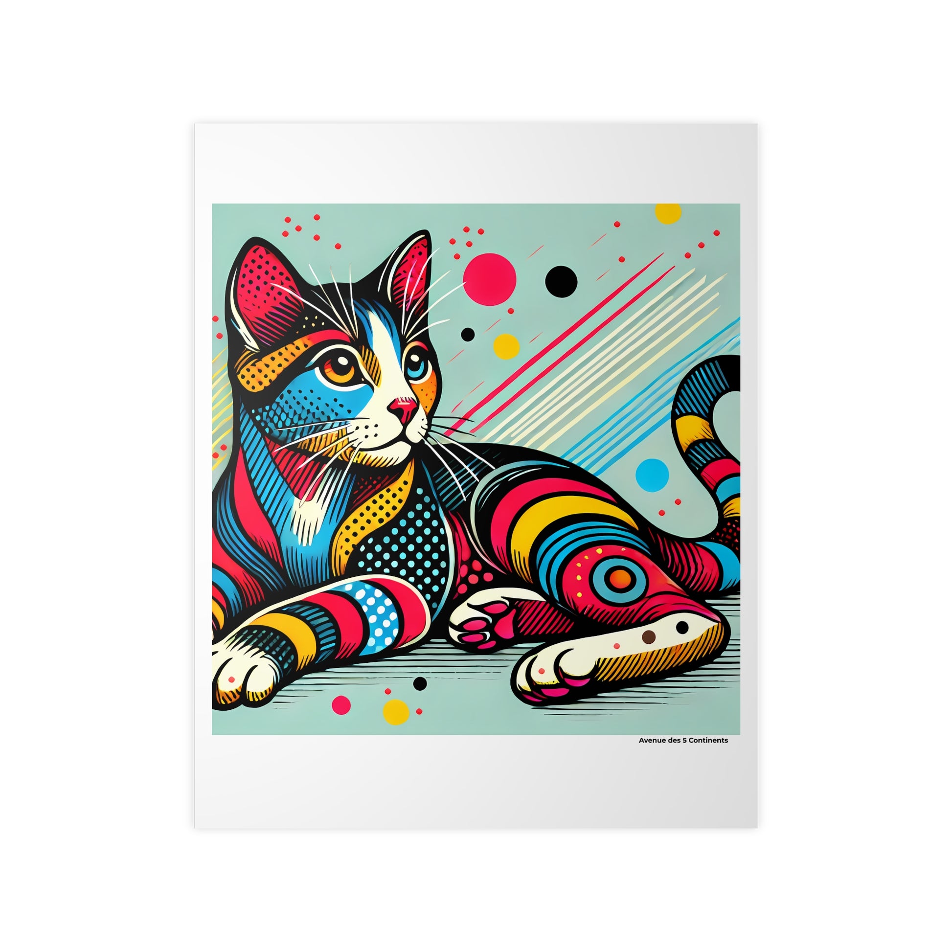 Affiche Artistique Chat Pop Art Américain version 2, Collection Amérique, Poster d'Art Mural et Décoration Originale
