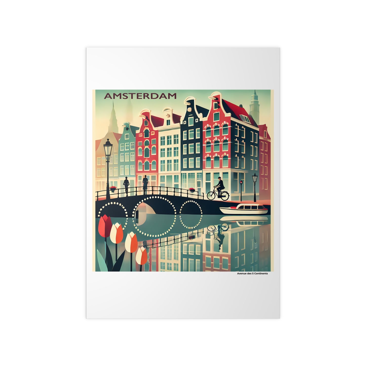 Affiche Artistique Amsterdam Rétro Vintage, Pays-Bas, Collection Europe, Poster d'Art Mural et Décoration Originale