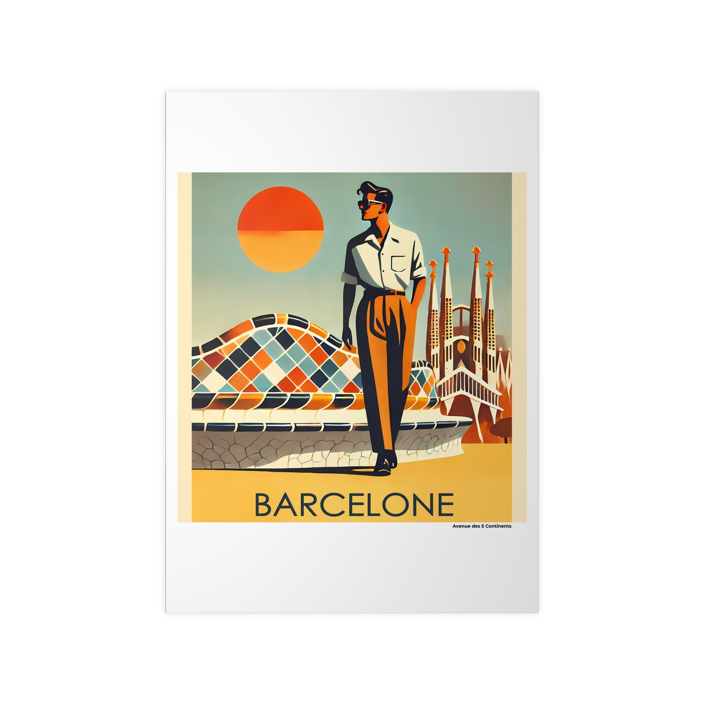 Affiche Artistique Barcelone Rétro Vintage, Espagne, Collection Europe, Poster d'Art Mural et Décoration Originale