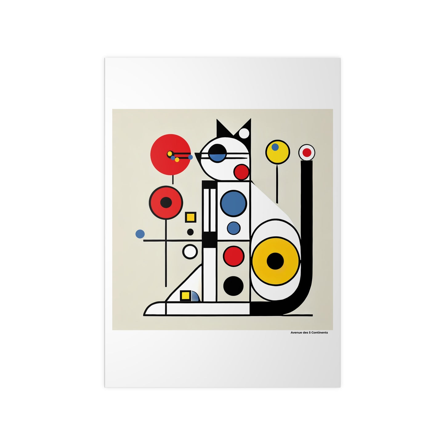 Affiche Artistique Chat Bauhaus Européen, Collection Europe, Poster d'Art Mural et Décoration Originale