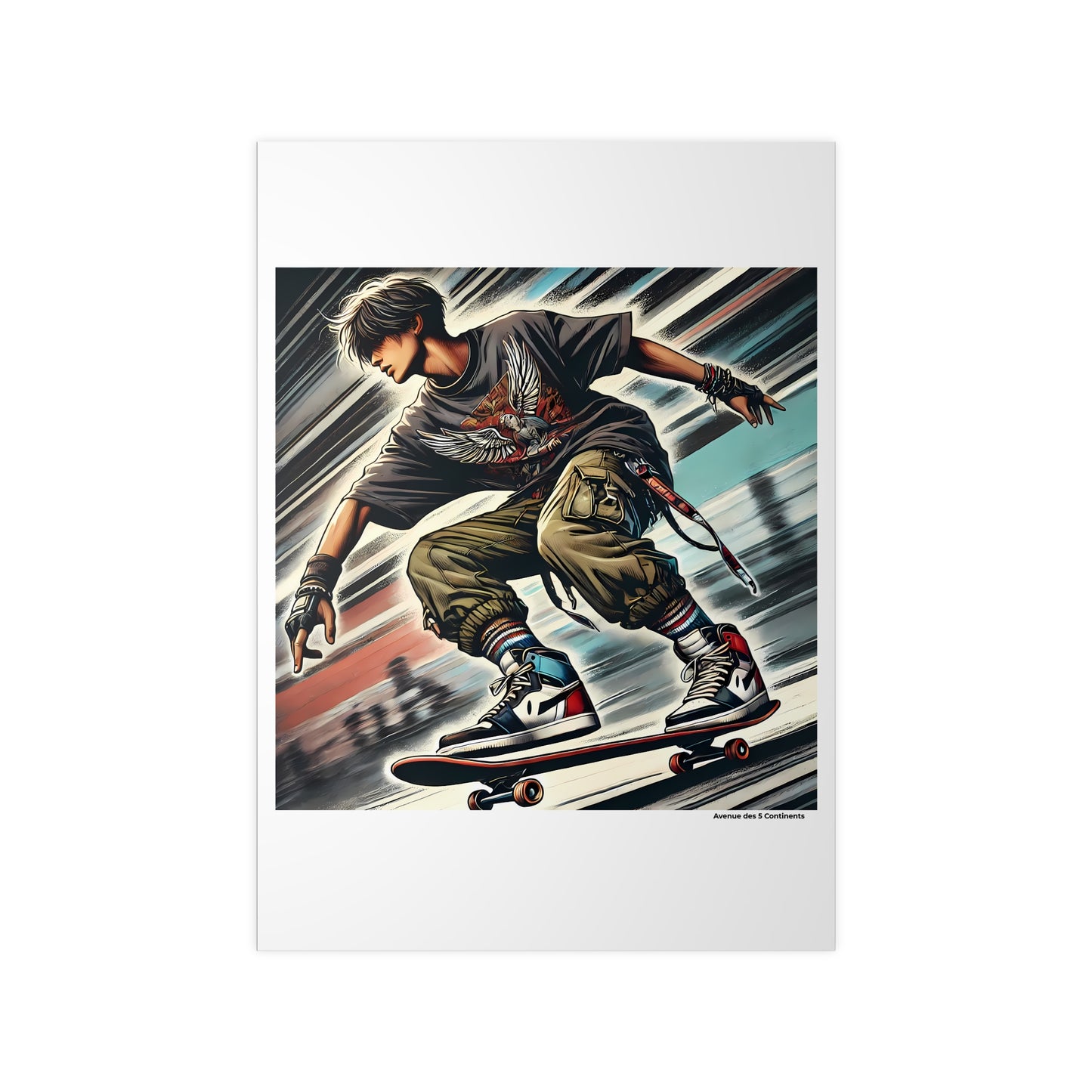 Affiche Artistique Homme Skateur : Figure sur Skateboard en Amérique, Collection Amérique, Poster d'Art Mural et Décoration Originale