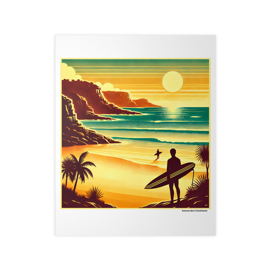 Affiche Artistique Surfeurs en Australie : Plénitude au Spot de Surf, Collection Océanie, Poster d'Art Mural et Décoration Originale