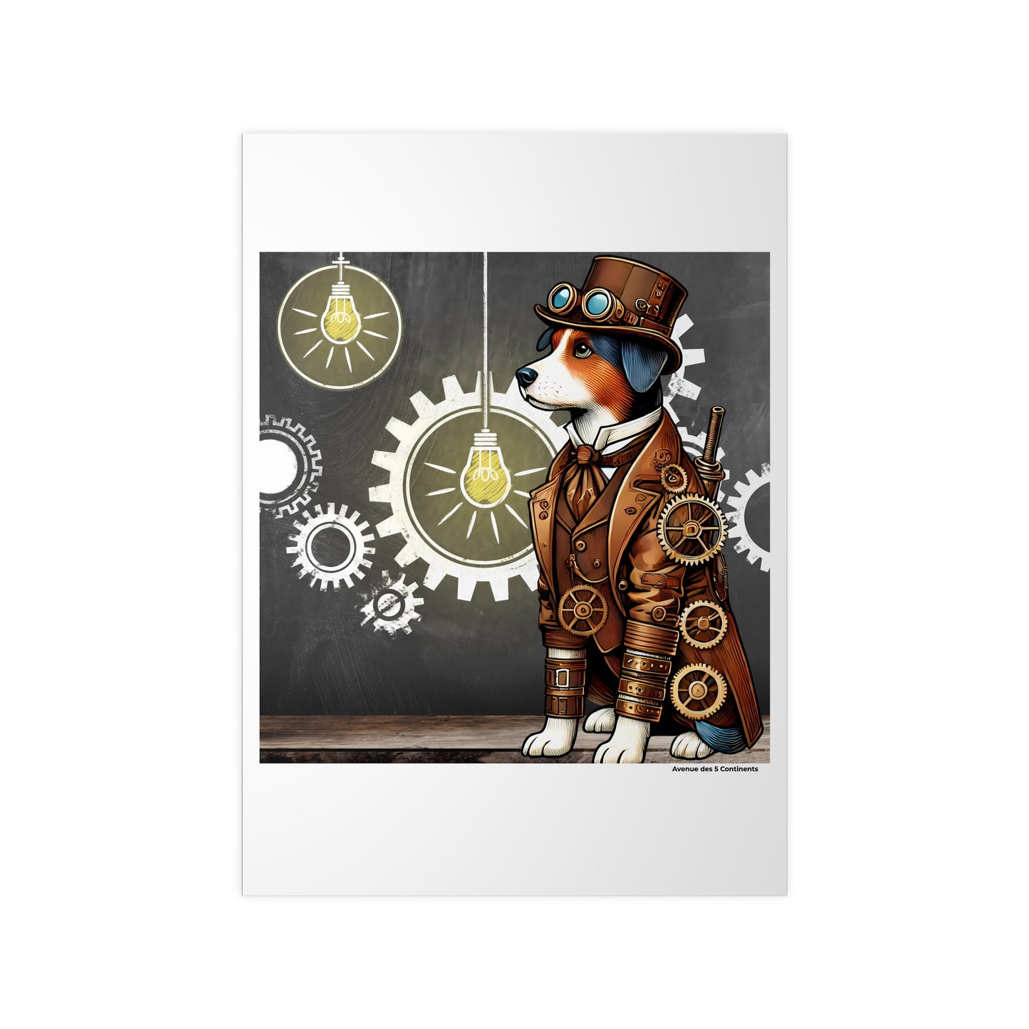 Affiche Artistique Chien Steampunk Européen à Chapeau Haut-de-Forme, Collection Europe, Poster d'Art Mural et Décoration Originale