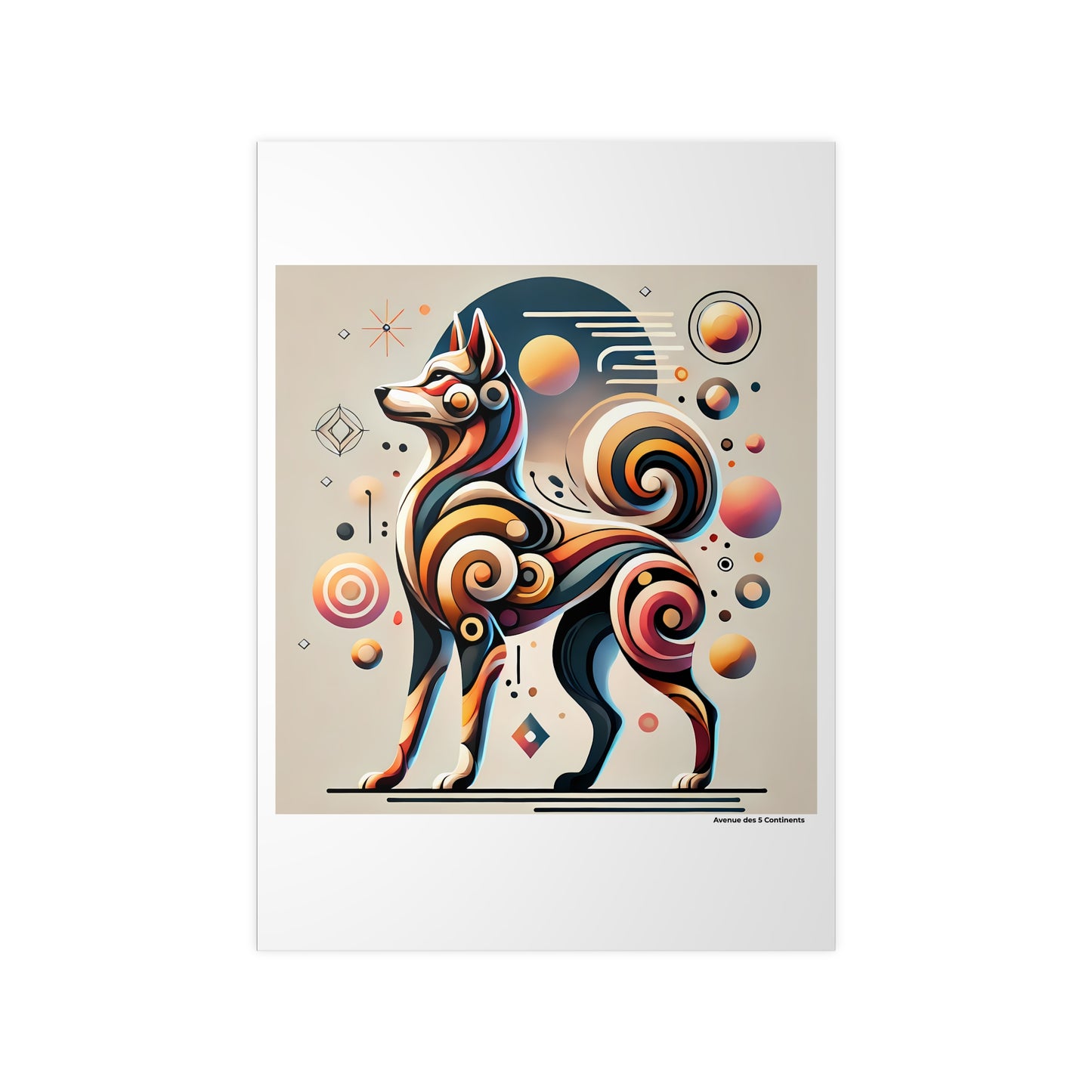 Affiche Artistique Chien Africain en Fête, Collection Afrique, Poster d'Art Mural et Décoration Originale