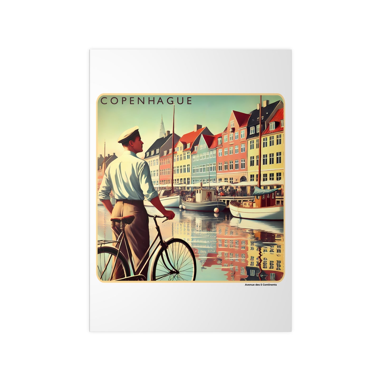 Affiche Artistique Copenhague Rétro Vintage, Danemark, Collection Europe, Poster d'Art Mural et Décoration Originale