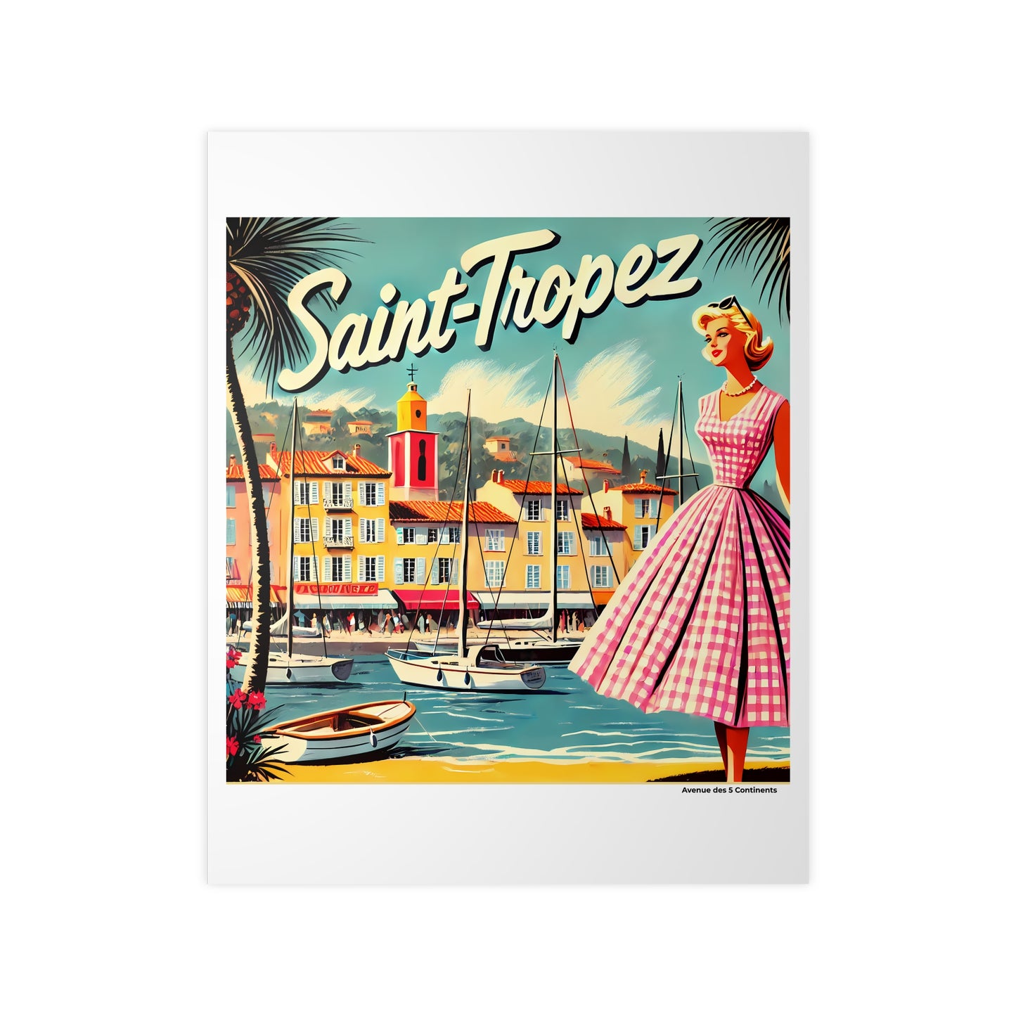 Affiche Artistique Saint-Tropez Rétro Vintage, France, Collection Europe, Poster d'Art Mural et Décoration Originale
