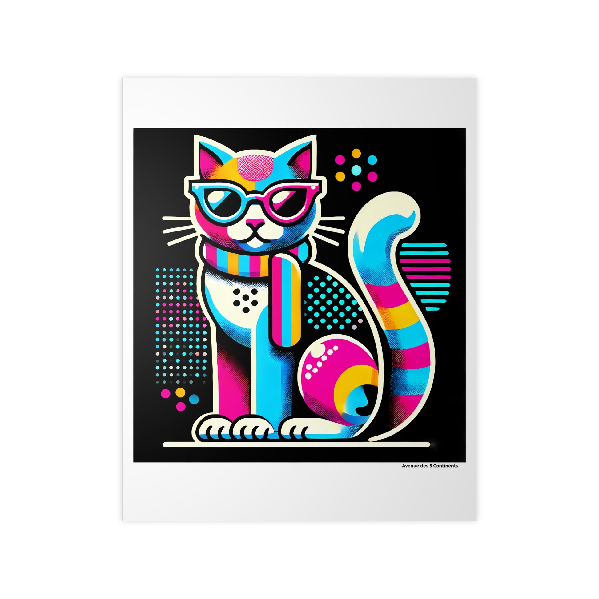 Affiche Artistique Chat Pop Art Américain, Collection Amérique, Poster d'Art Mural et Décoration Originale