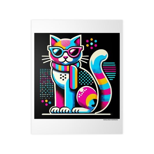 Affiche Artistique Chat Pop Art Américain, Collection Amérique, Poster d'Art Mural et Décoration Originale