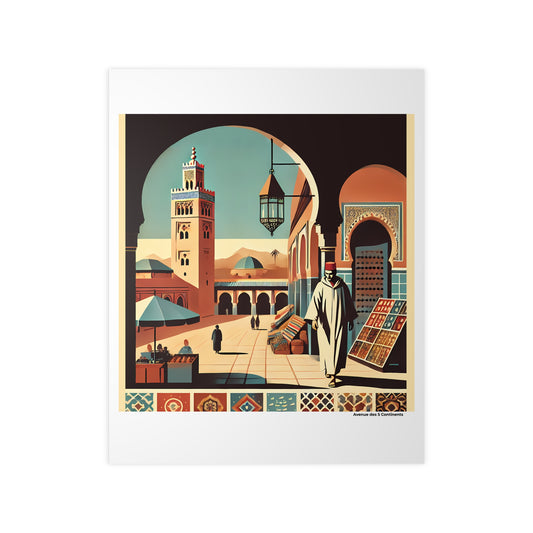 Affiche Artistique Marrakech Rétro Vintage, Collection Afrique, Poster d'Art Mural et Décoration Originale