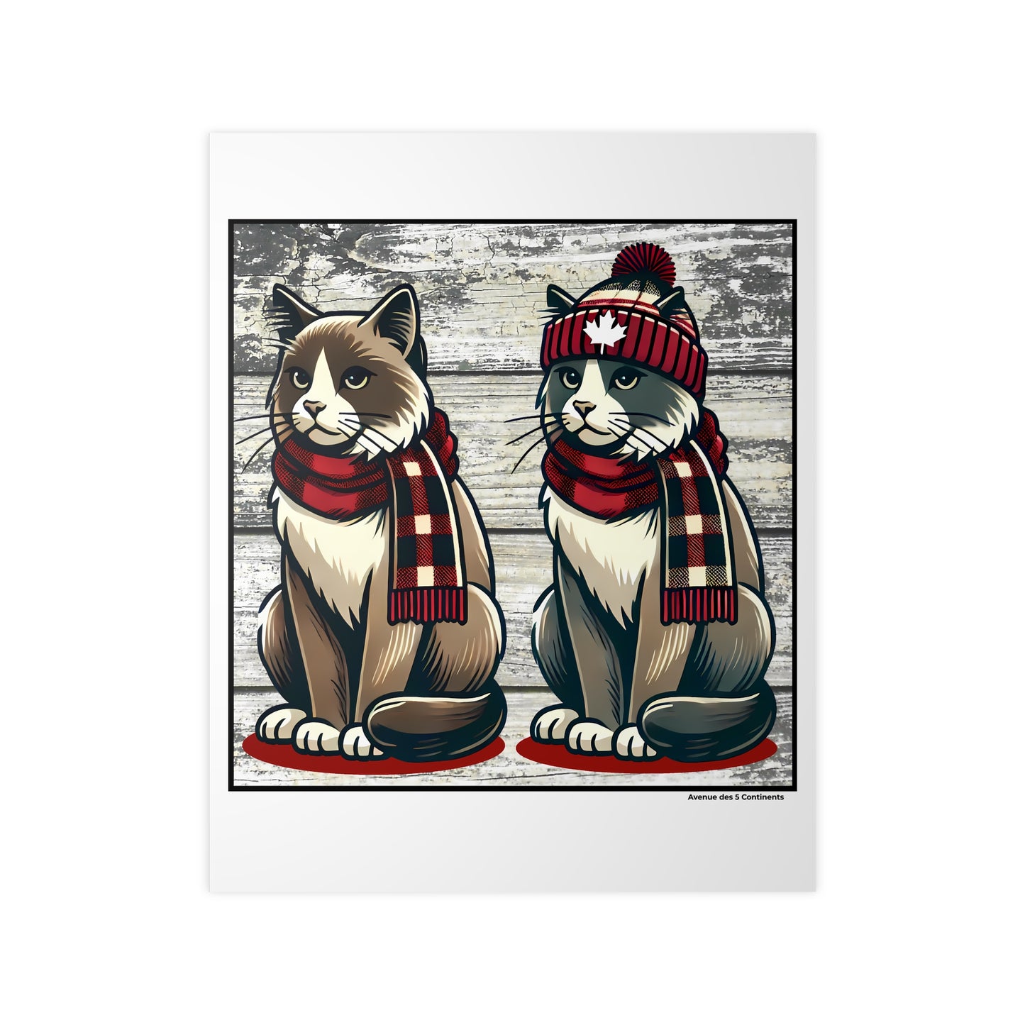 Affiche Artistique Couple de Chats Canadiens, Collection Amérique, Poster d'Art Mural et Décoration Originale