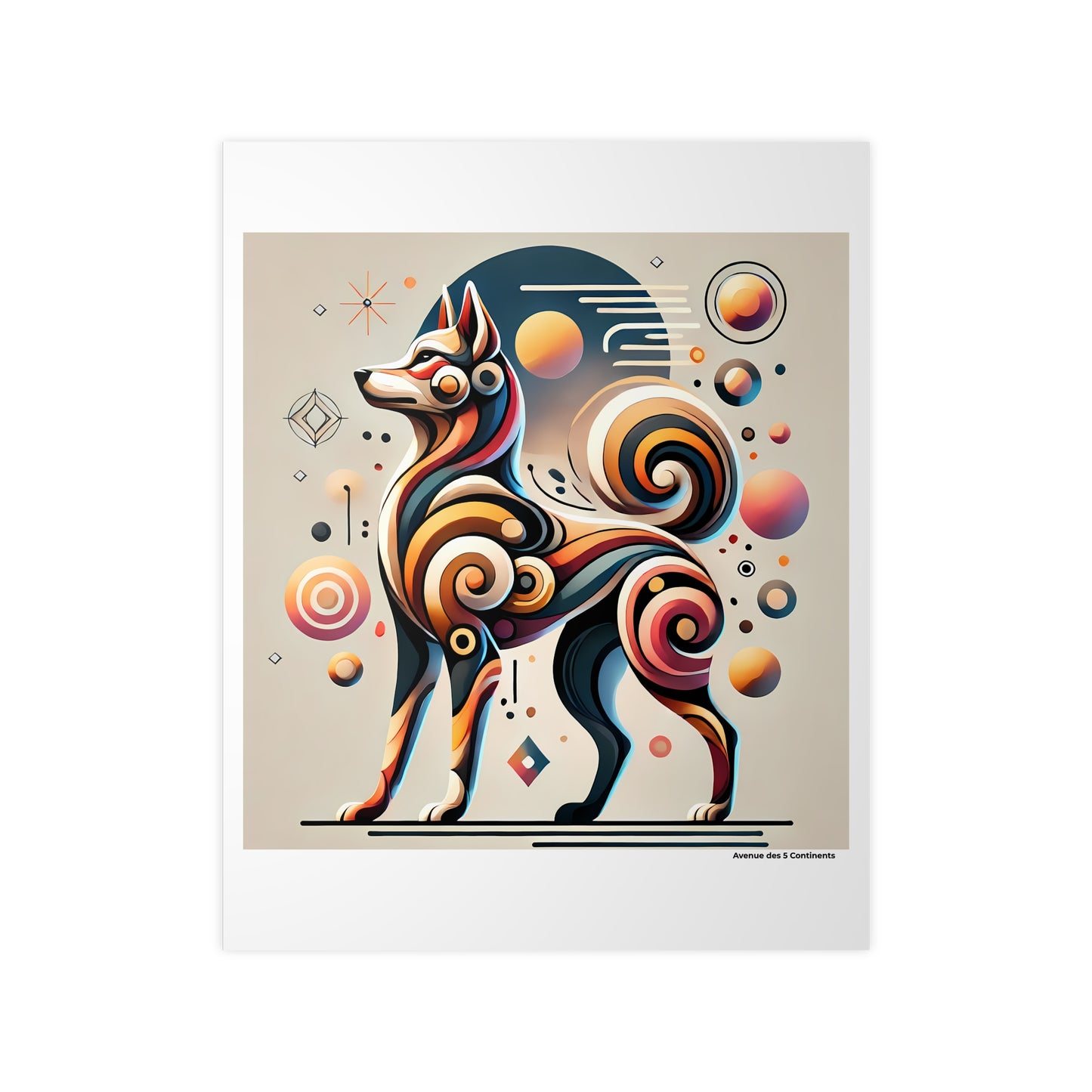 Affiche Artistique Chien Africain en Fête, Collection Afrique, Poster d'Art Mural et Décoration Originale