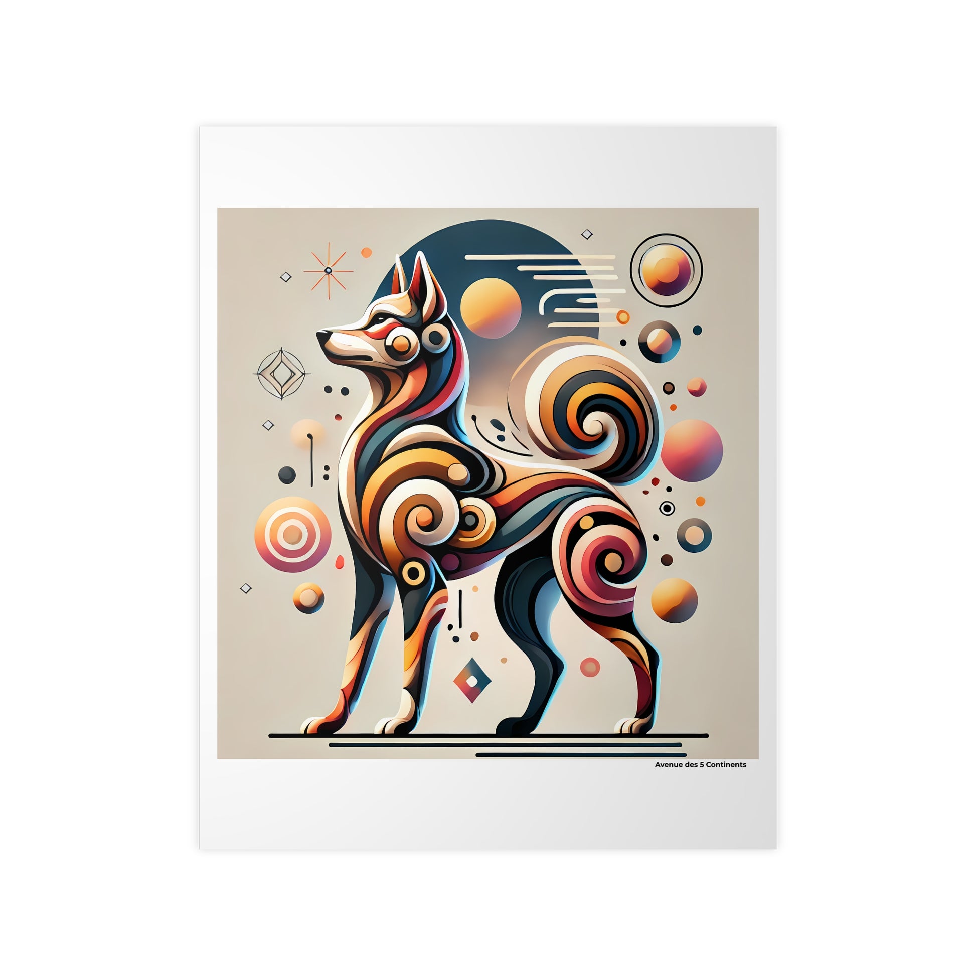 Affiche Artistique Chien Africain en Fête, Collection Afrique, Poster d'Art Mural et Décoration Originale