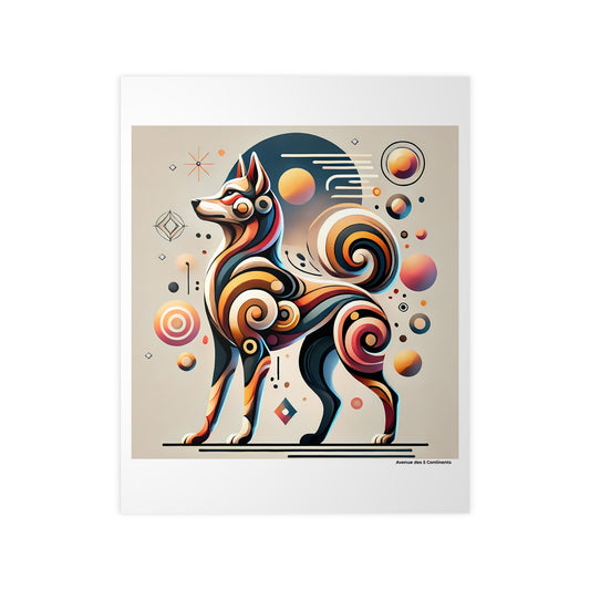 Affiche Artistique Chien Africain en Fête, Collection Afrique, Poster d'Art Mural et Décoration Originale