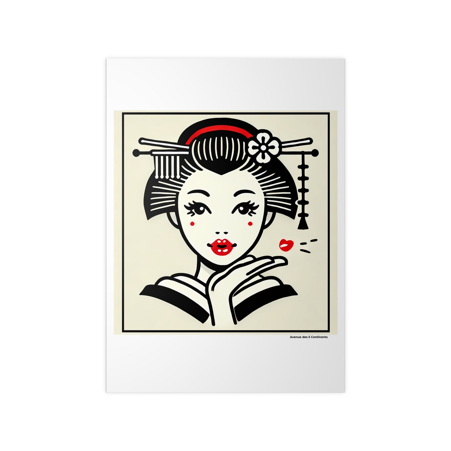 Affiche Artistique Le Baiser de la Geisha, Collection Asie, Poster d'Art Mural et Décoration Originale