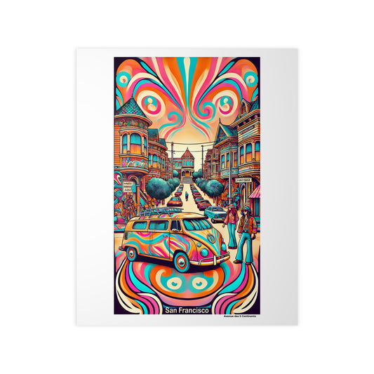 Affiche Artistique San Francisco Rétro Vintage, Quartier Haight-Ashbury Hippie Bohème, Californie États-Unis, Collection Amérique, Poster d'Art Mural et Décoration Originale