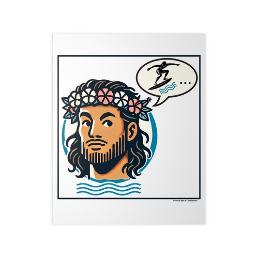 Affiche Artistique Homme Hawaïen : L'Appel de la Vague, Collection Océanie, Poster d'Art Mural et Décoration Originale