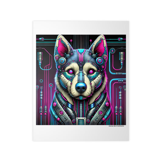 Affiche Artistique Chien Cyberpunk Asiatique, Collection Asie, Poster d'Art Mural et Décoration Originale