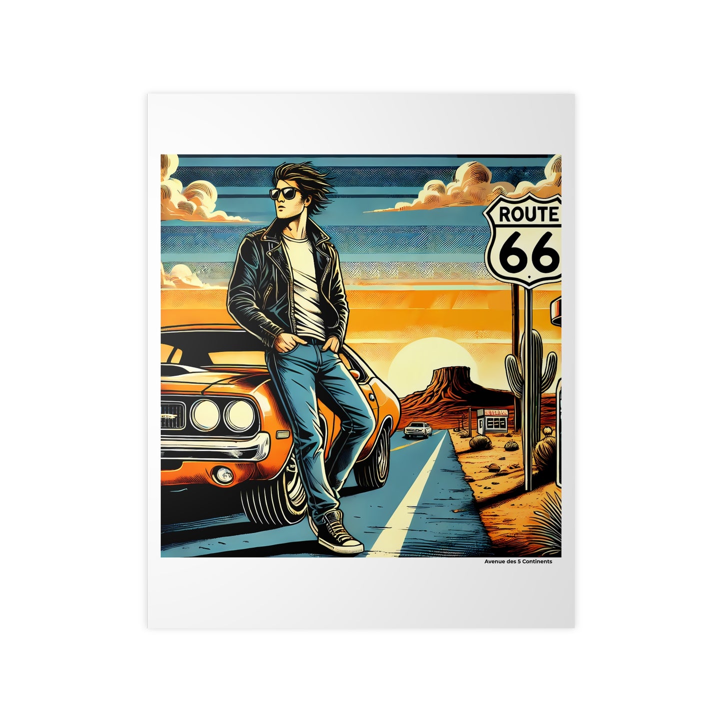 Affiche Artistique U.S. Route 66, États-Unis : Road Trip Rétro Vintage, Collection Amérique, Poster d'Art Mural et Décoration Originale