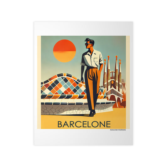 Affiche Artistique Barcelone Rétro Vintage, Espagne, Collection Europe, Poster d'Art Mural et Décoration Originale
