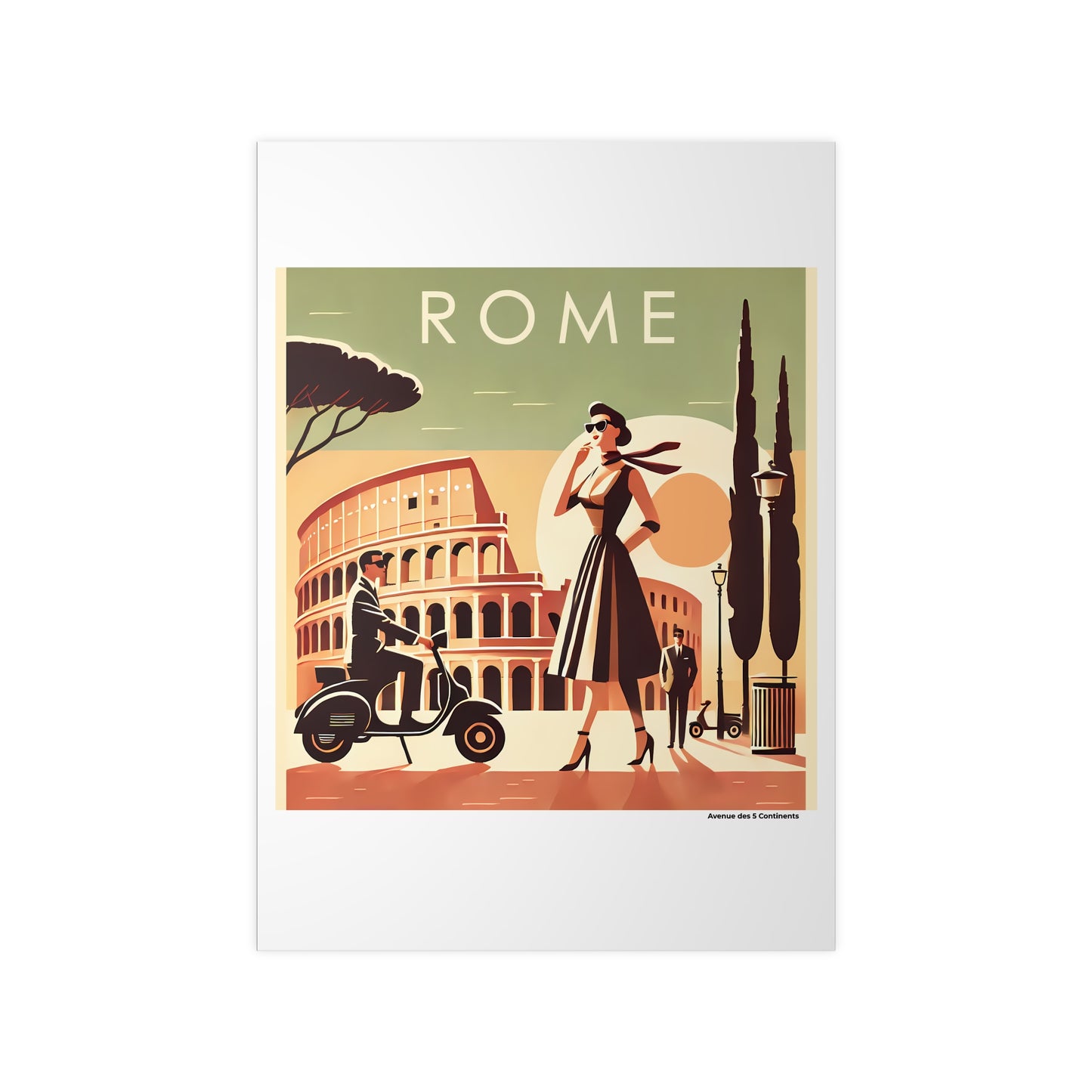 Affiche Artistique Rome Rétro Vintage, Italie, Collection Europe, Poster d'Art Mural et Décoration Originale