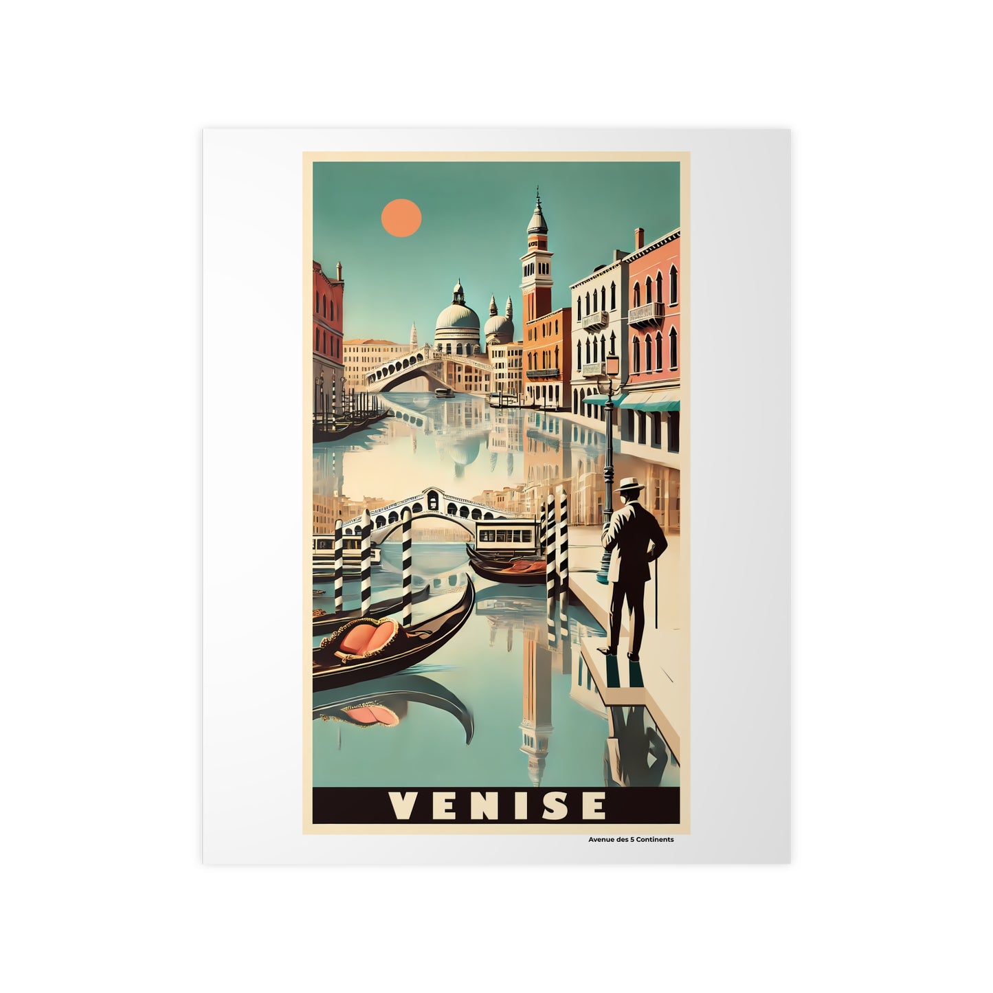 Affiche Artistique Venise Rétro Vintage, Italie, Collection Europe, Poster d'Art Mural et Décoration Originale