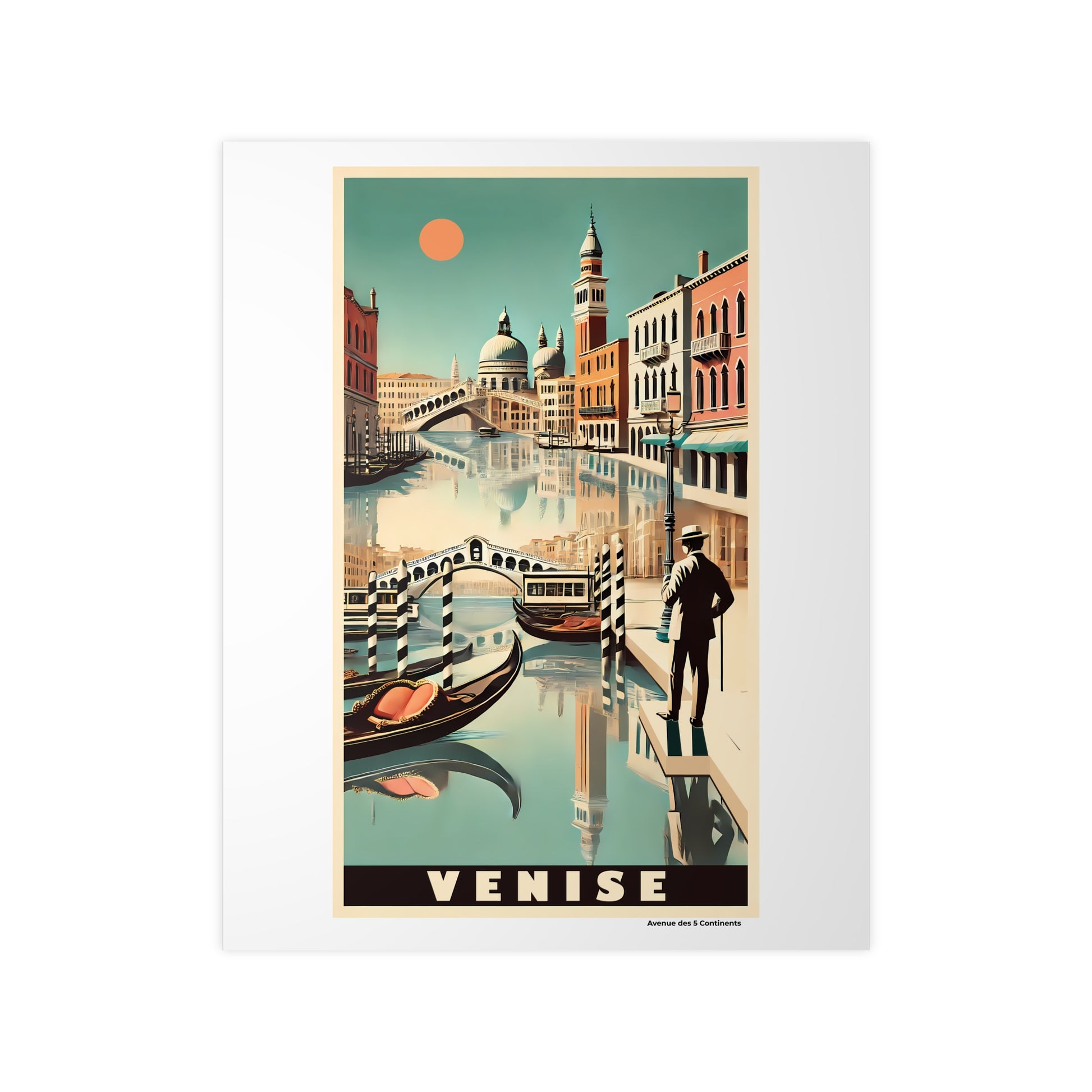 Affiche Artistique Venise Rétro Vintage, Italie, Collection Europe, Poster d'Art Mural et Décoration Originale